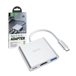 Adaptador de Áudio Hoco HB14 Easy Use Tipo-C (Tipo C para USB3.0+HDMI+PD) Prata Adaptador de Áudio Hoco HB14 Easy Use Tipo-C (Tipo C para USB3.0+HDMI+PD) Prata